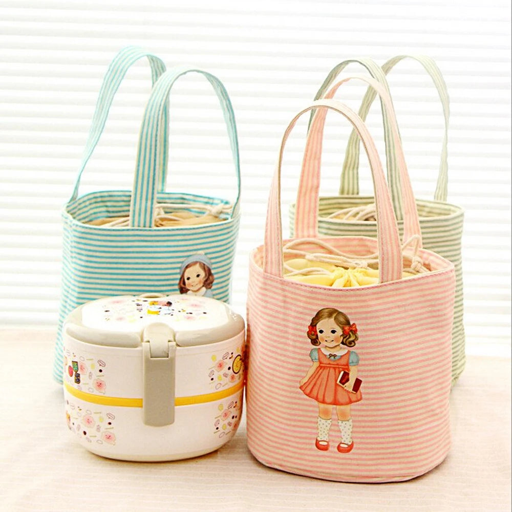 Cute Girl Insulated Lunch Bag Waterproof Thermal Cooler Tote