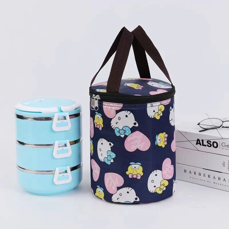 New Cylindrical Lunch Bag Thermal Insulation Barrel Pouch Portable Lunchbox Bag Waterproof Food Preservation Ice Bag Cooler Bags