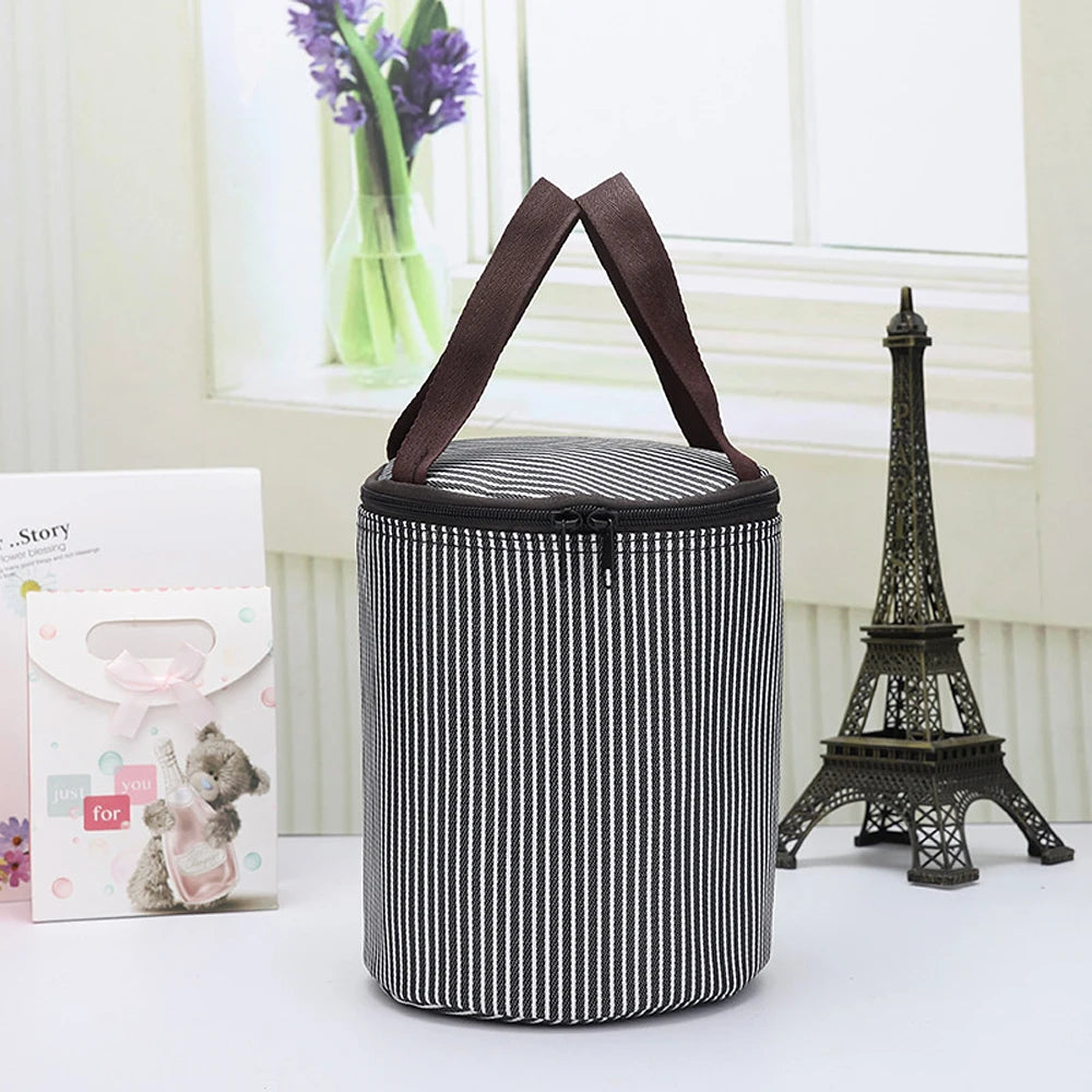 New Cylindrical Lunch Bag Thermal Insulation Barrel Pouch Portable Lunchbox Bag Waterproof Food Preservation Ice Bag Cooler Bags