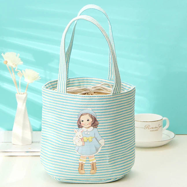 Cute Girl Insulated Lunch Bag Waterproof Thermal Cooler Tote