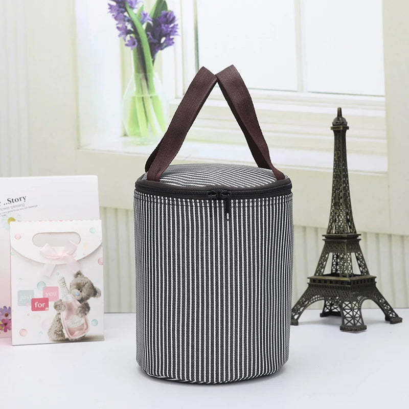 New Cylindrical Lunch Bag Thermal Insulation Barrel Pouch Portable Lunchbox Bag Waterproof Food Preservation Ice Bag Cooler Bags