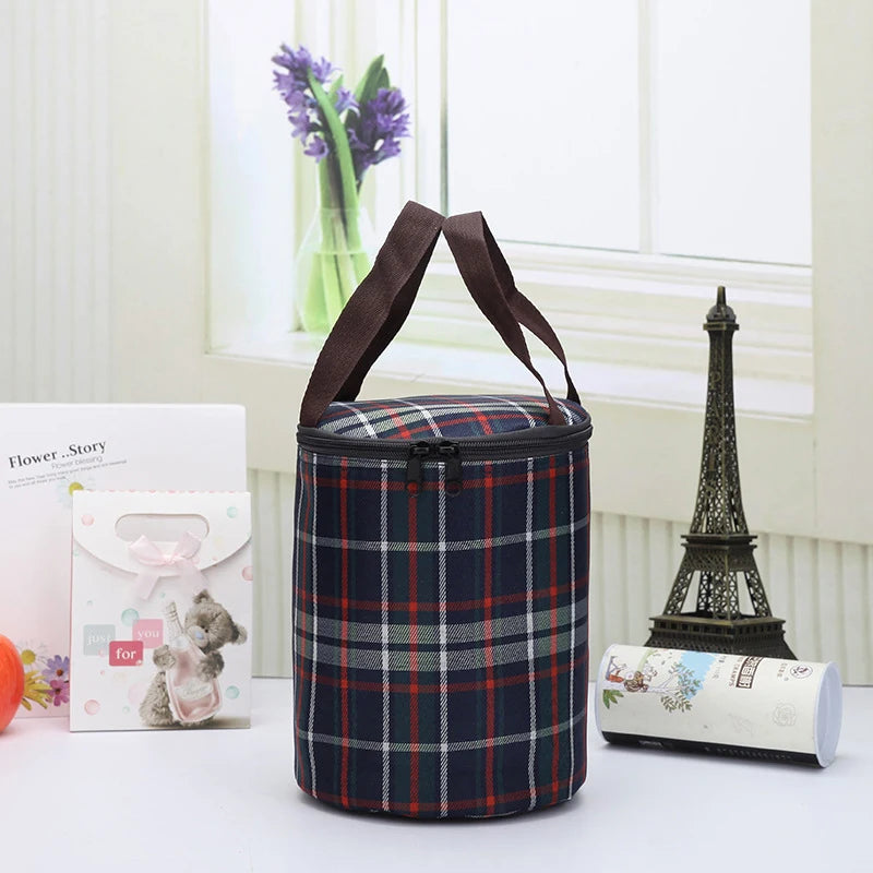 New Cylindrical Lunch Bag Thermal Insulation Barrel Pouch Portable Lunchbox Bag Waterproof Food Preservation Ice Bag Cooler Bags