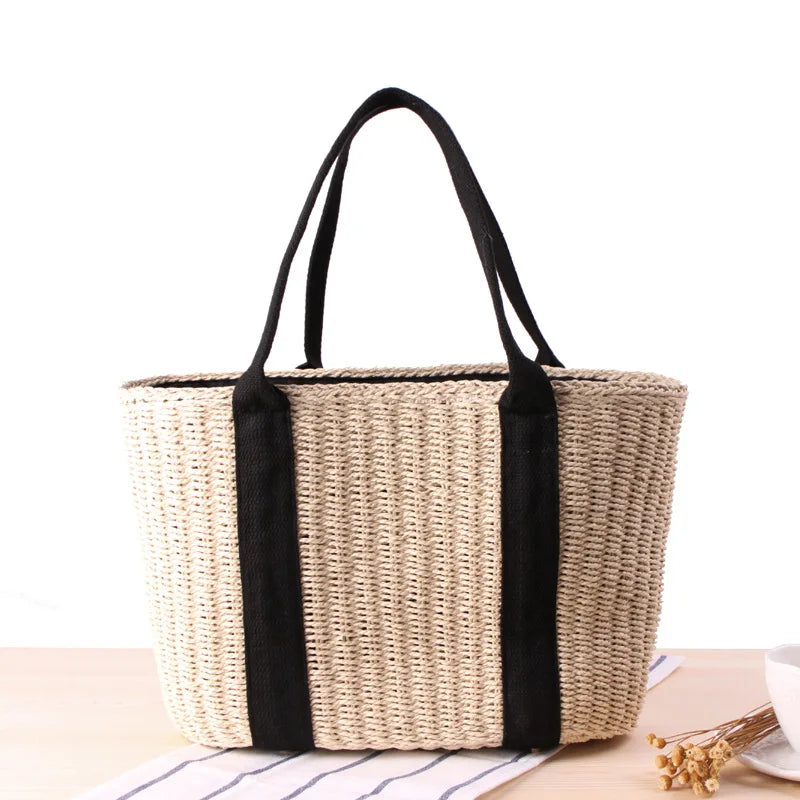 Women's Straw Crochet Shoulder Bag - Large Capacity Beach Tote