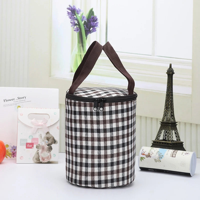 New Cylindrical Lunch Bag Thermal Insulation Barrel Pouch Portable Lunchbox Bag Waterproof Food Preservation Ice Bag Cooler Bags