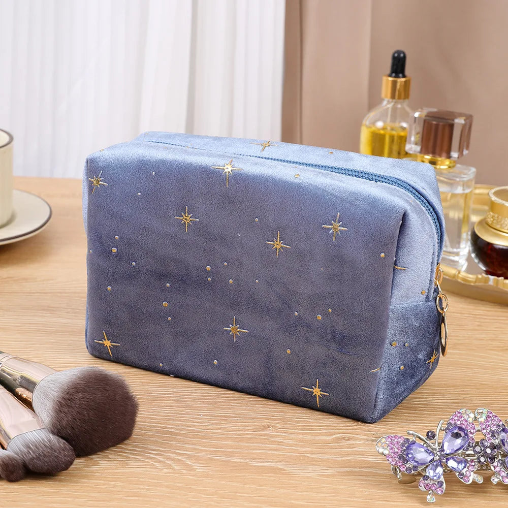 Velvet Women’s Cosmetic Bag Zipper Makeup Travel Organizer