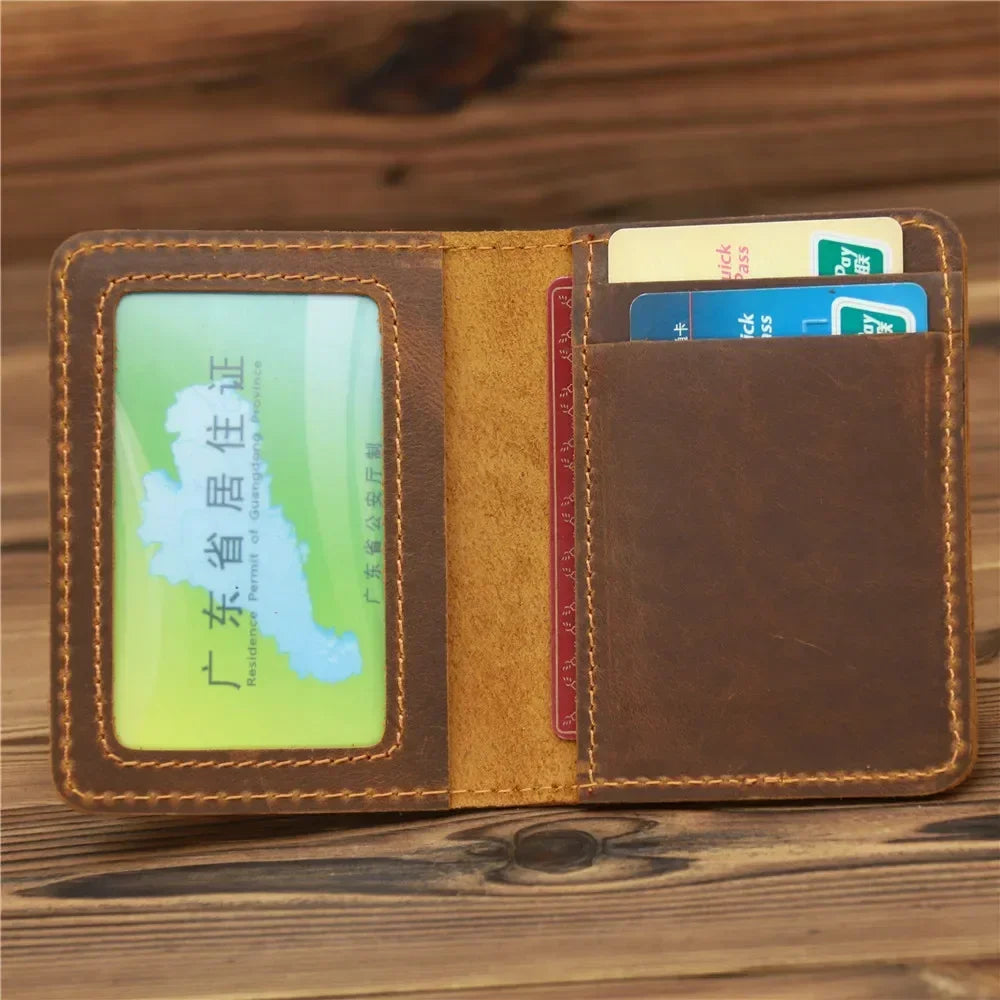 Handcraft Leather Credit Card Holder Vintage Small Wallet for Credit Cards Case and Driver License Vintage Style Gift for Men