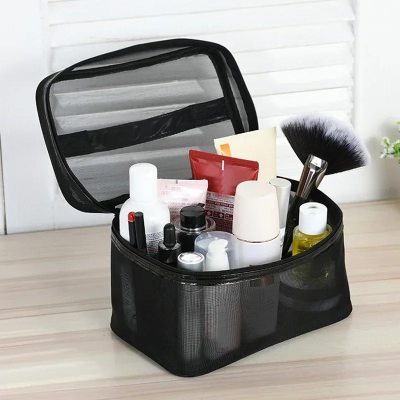 Small Large Transparent Mesh Makeup Bag Women Travel Cosmetic Bag Organizer Case Storage Pouch Zipper Toiletry Wash Make Up Bag