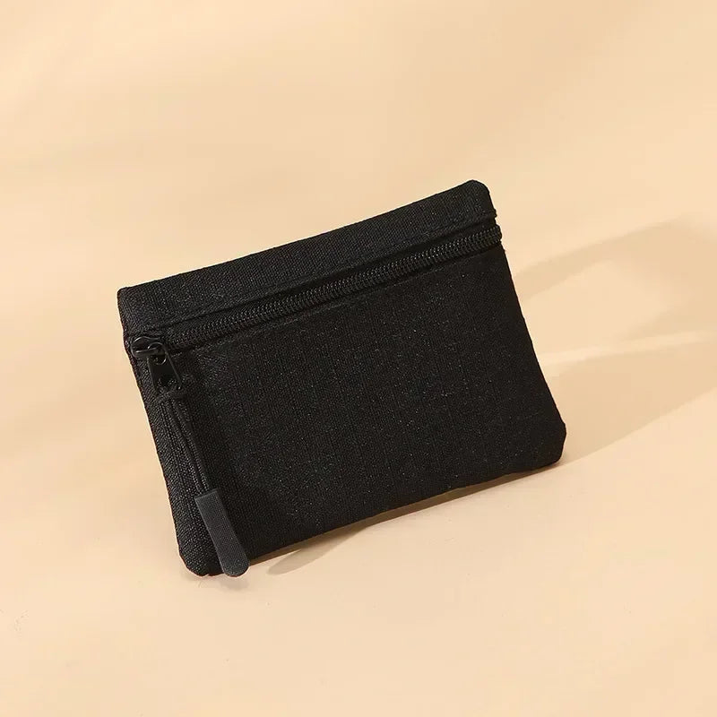 Canvas Mini Coin Purse Simple Zipper Kid Storage Pouch Money Pocket Solid Color Coin Key Bag Women Men Cute Wallet Mini Purse