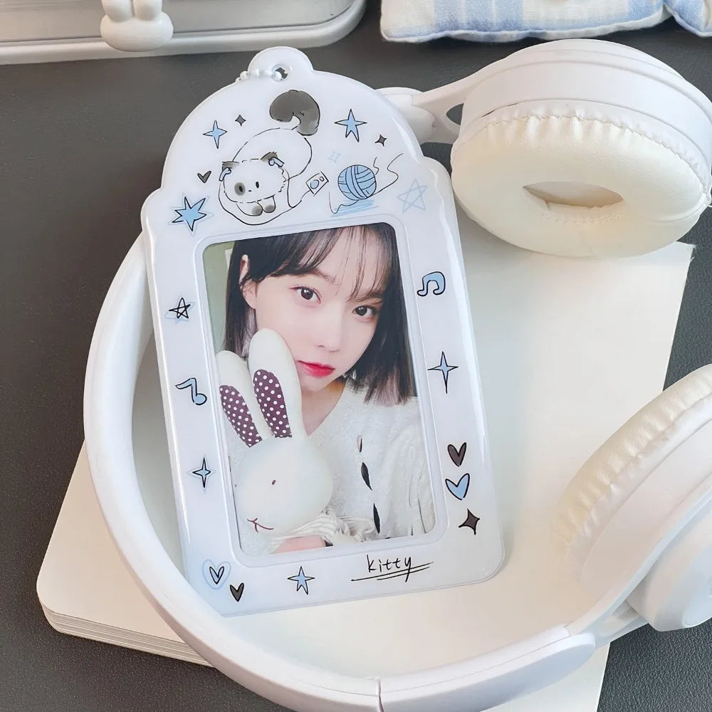 Animal Photocard Case Cartoon Student Card Holder Photocard Holder Bag Keychain Idol Photos Protective Cover Bag Keychain