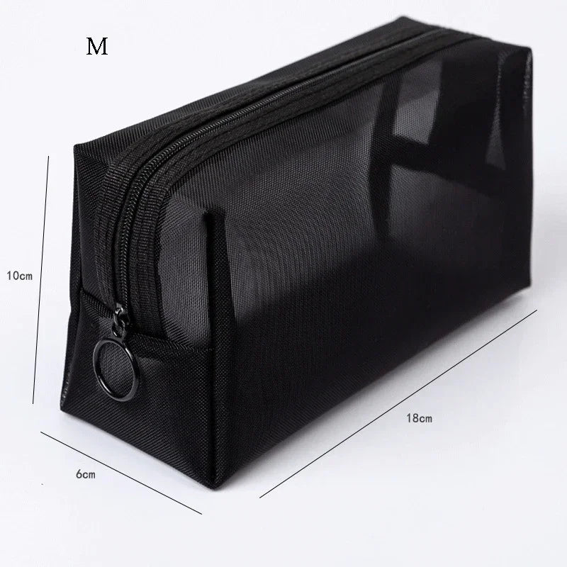 1PC Black Women Men Necessary Cosmetic Bag Transparent Travel Organizer Fashion Small Large Black Toiletry Bags Makeup Pouch