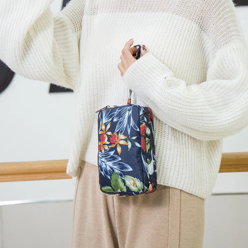 Fashion Flower Print Wallet For Women Three Layer High-capacity Mobile Phone Bag Portable Handheld Bag Mini Key Bag Clutch Bag