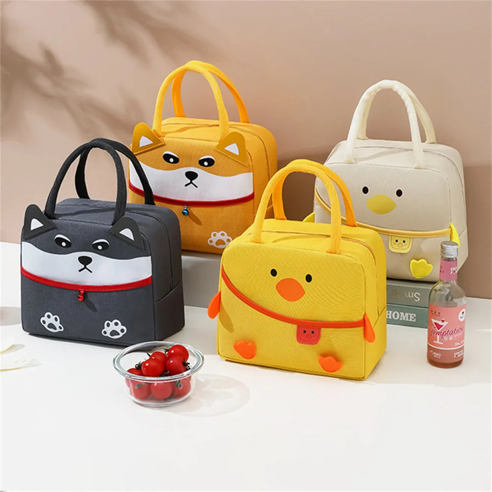 Cute Kawaii Insulated Lunch Bag for Kids - Portable Thermal Bento Tote