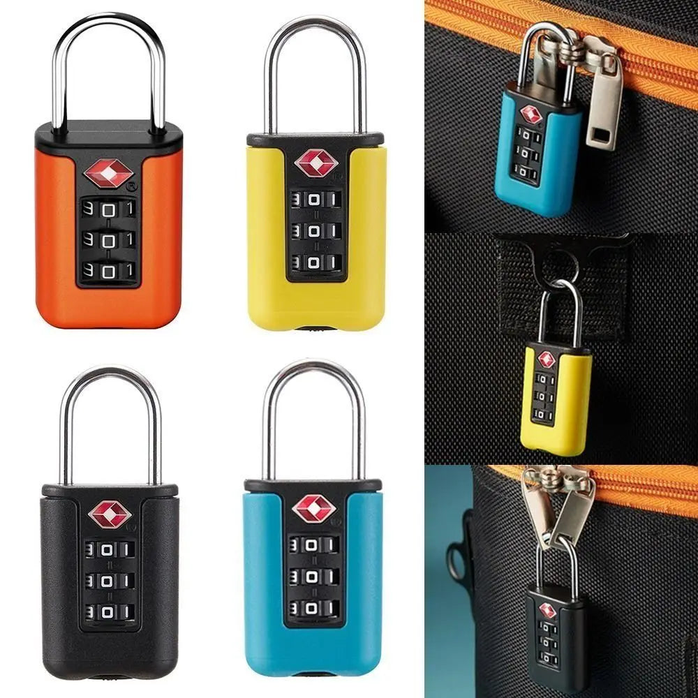 Anti-theft 3 Digit Combination Lock TSA Customs Password Lock Suitcase Luggage Coded Lock Cabinet Lock Contrast Color Padlock