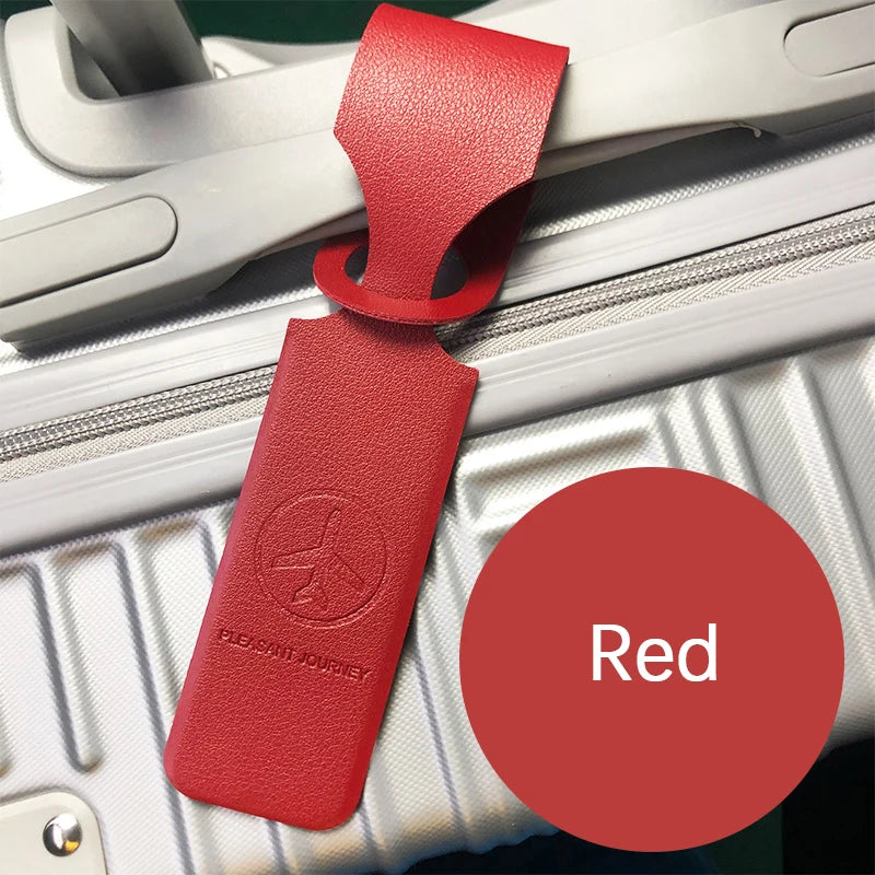 1PC Portable PU Leather Luggage Tag Suitcase Identifier Label Baggage Boarding Bag Tag Name ID Address Holder Travel Accessories