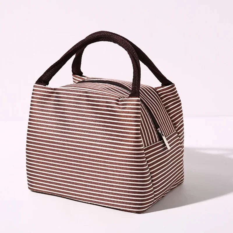 Hot Sale Stripe Women's Kids Lunch Bag Waterproof Insulated Picnic Food Storage Container Thermal Handbag Cooler Bag