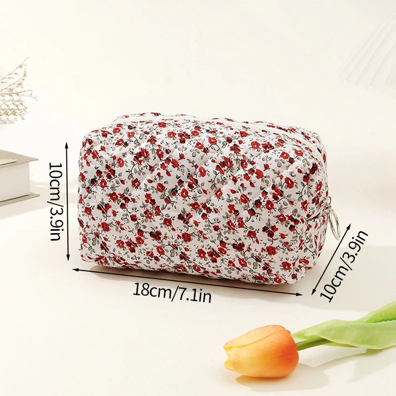 Grid Bow Cosmetic Bag Ins Makeup Storage Bag Large Capacity Handbag Storage Tool Portable Women Zipper Cosmetic Organizer 가방