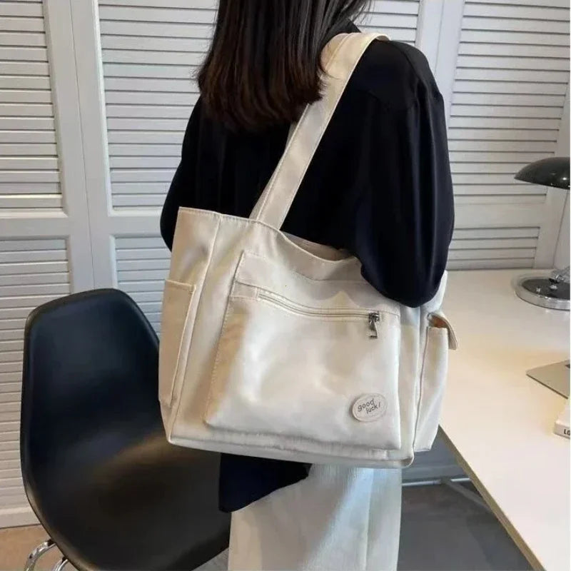 Women's Large Canvas Tote Bag - Luxury Fashion Shoulder Handbag