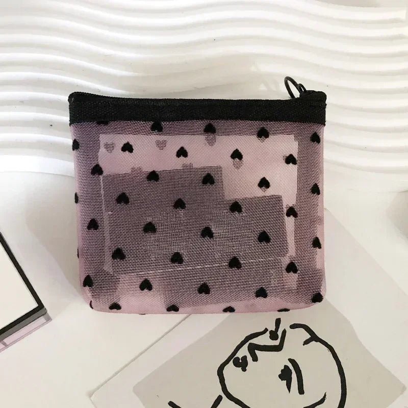 Nylon Mesh Cosmetic Bag Portable Toiletry Organizer Makeup Bags Transparent Makeup Case Women Lipstick Key Coin Purse Pouch