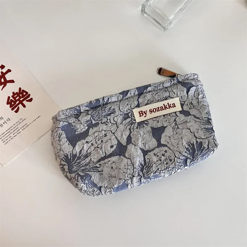 New Korean Women Floral Makeup Bags Cosmetic Bag Organizer Pouch Travel Make Up Toiletry Bag Canvas Beauty Case Pencil Case