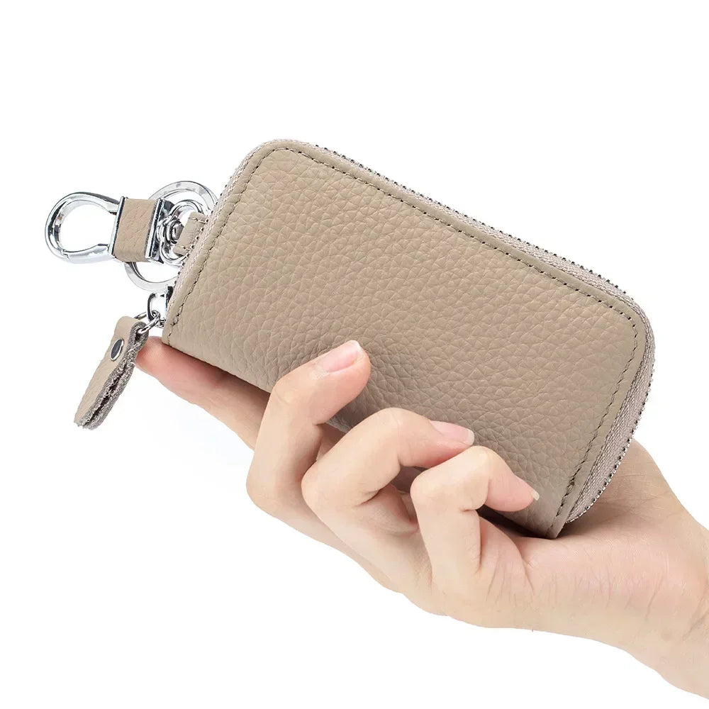 Men Women Genuine Leather Key Holder Wallet Key Wallet Organizer Bag Car Key Case Pouch Multifunctional Small Wallet Mini Purse