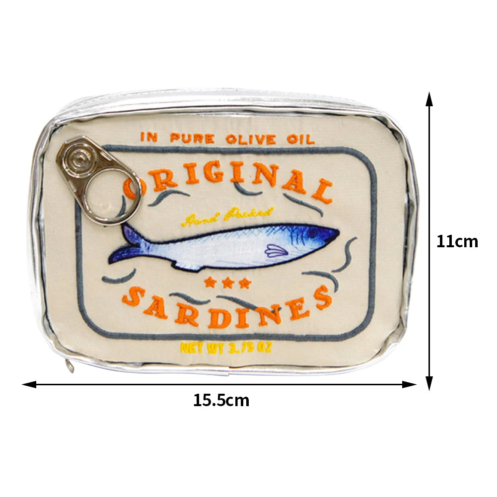 Cute Cosmetic Bag Sardines Cans Shape Funny Packages Creative Portable Toiletry Bag Fashion Zipper Small Soft Makeup Bags