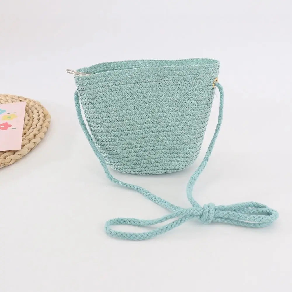 Girls Straw Shoulder Bag Mini Handbag Coin Purse