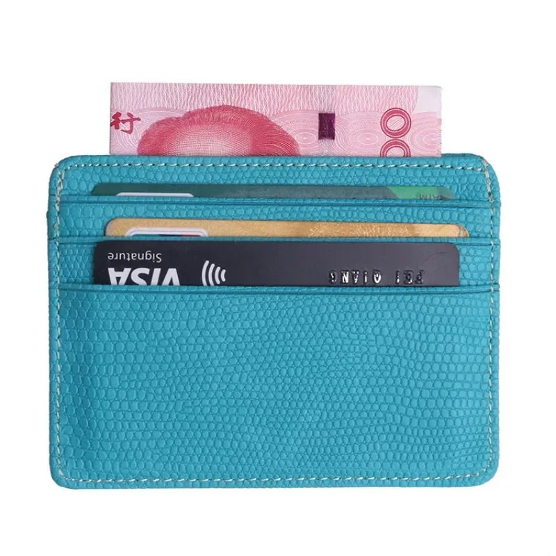 Portable Double Sided Pattern Card Wallet Id Holders Women Men Slim Wallet Change Purse Travel Wallet Holder with 5 Card Slots