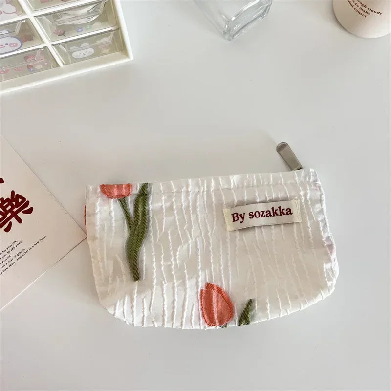 Women Floral Makeup Bags Korean Fashion Women Cosmetic Bag Make Up Organizer Pouch Pencil Case Makeup Brushes Storage Bag