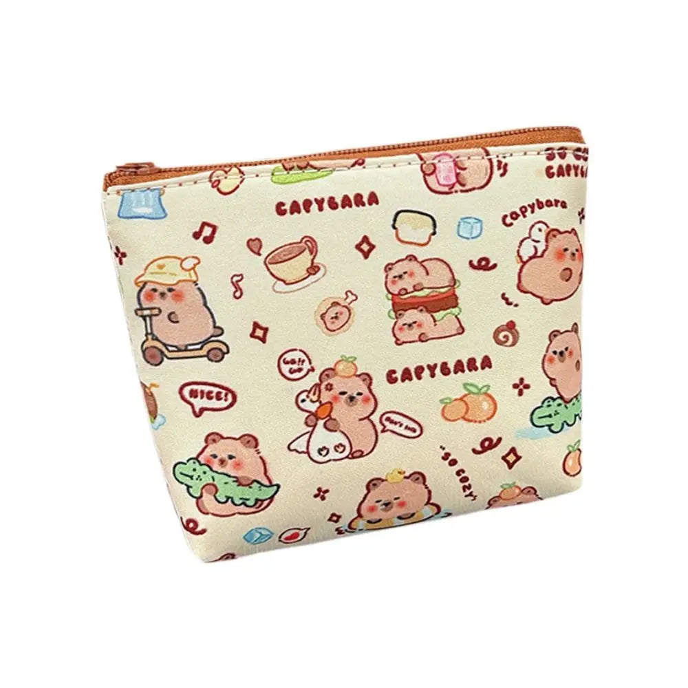 New Cute Cartoon Pattern Capybara Coin Purse Mini Portable Storage Bag Waterproof Wallet Portable Key Money Bag