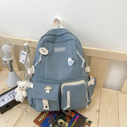 Kawaii Harajuku Nylon Backpack - Multi-Pocket School & Travel Bag for Teens