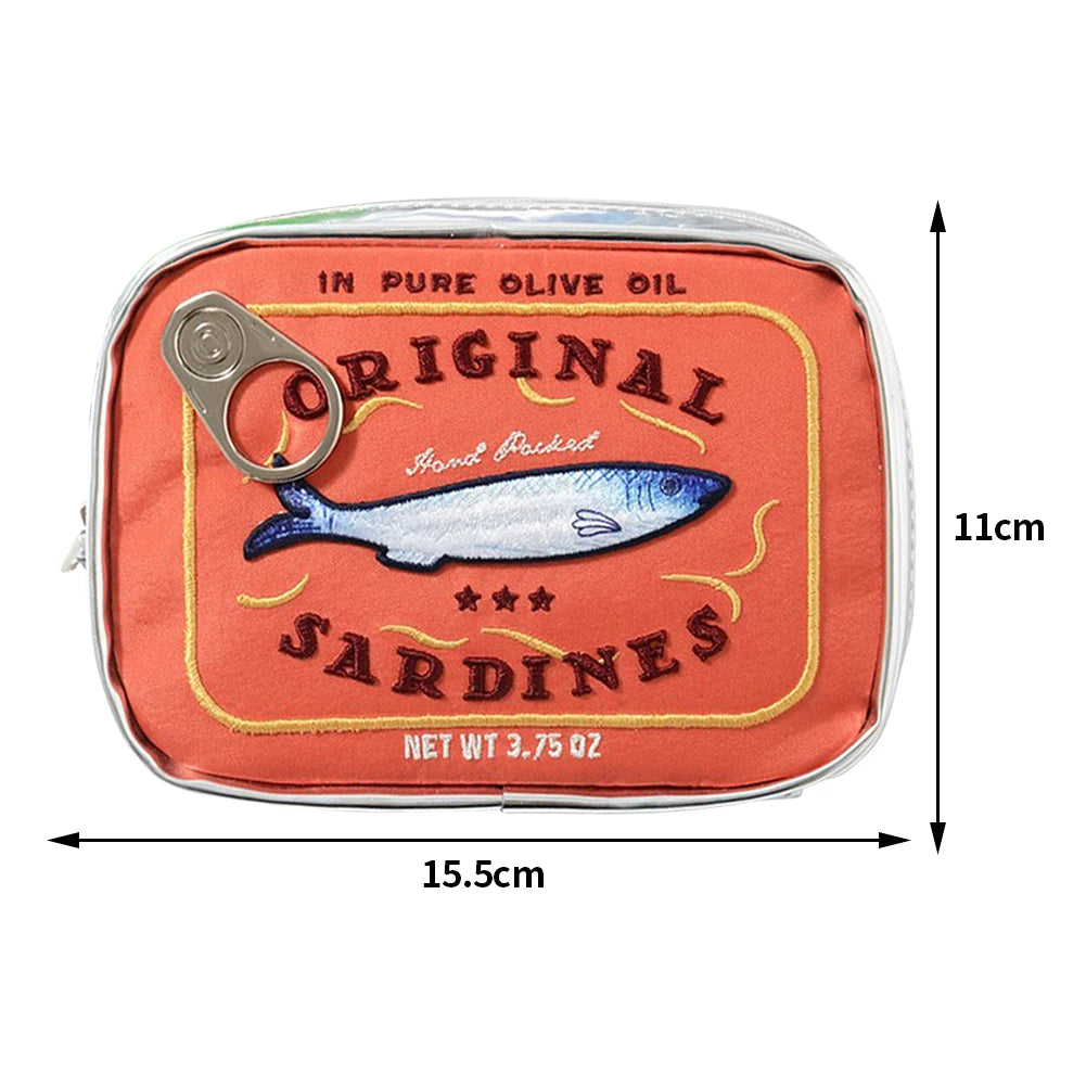 Cute Cosmetic Bag Sardines Cans Shape Funny Packages Creative Portable Toiletry Bag Fashion Zipper Small Soft Makeup Bags