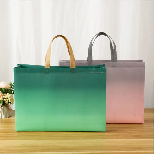 Durable Gradient Color Non Woven Reusable Large Tote Bag Thickened Multifunction Shopping Bag