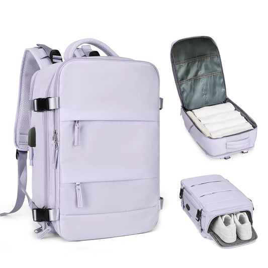 Unisex 50L Waterproof Travel Backpack with Shoe Compartment