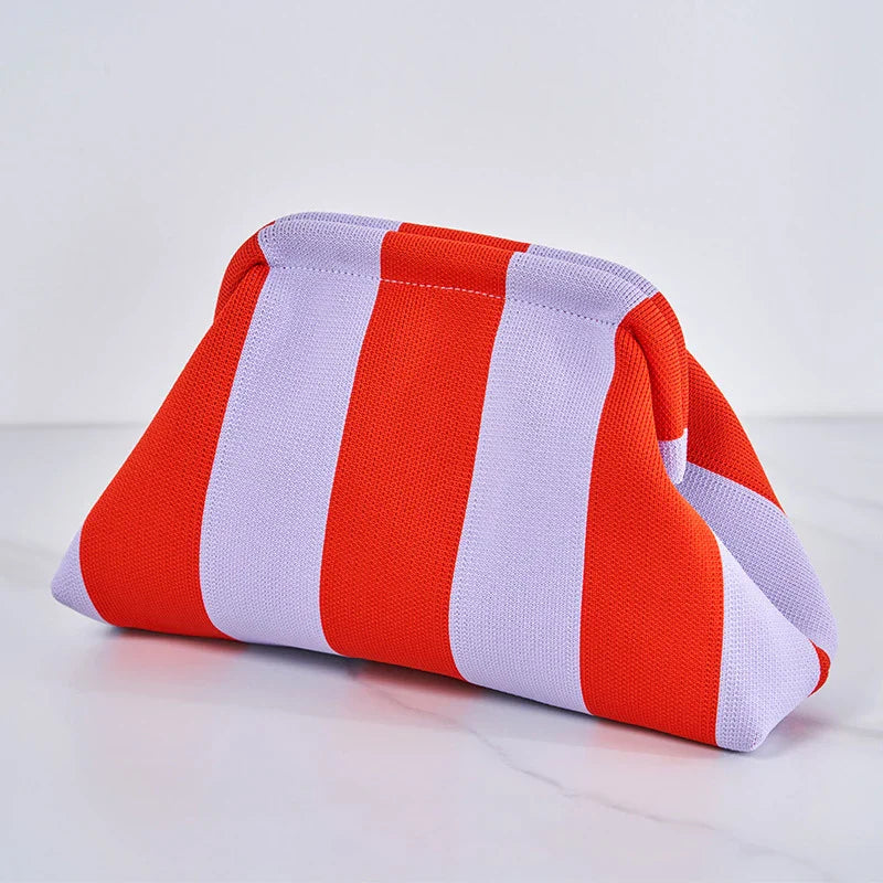 Women's Striped Beach Bag - Versatile Flyweave Handbag Clutch