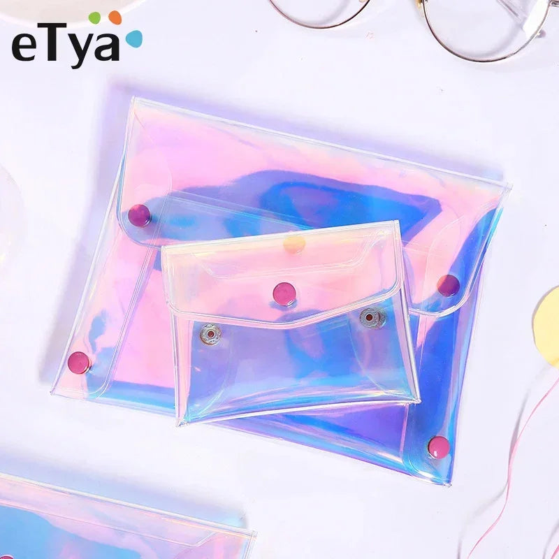 eTya Transparent Coin Purse Women Wallet Laser PVC Card Pencil Cosmetic Money Clutch Bag Case Female Mini Zipper Wallets Pouch