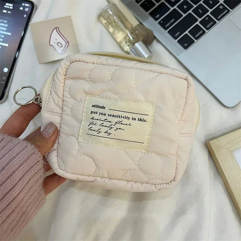 Mini Makeup Bags Cosmetic Bag Organizer Women Small Sanitary Napkin Pad Lipstick Storage Bag Pouch Girls Canvas Coin Purse Pouch