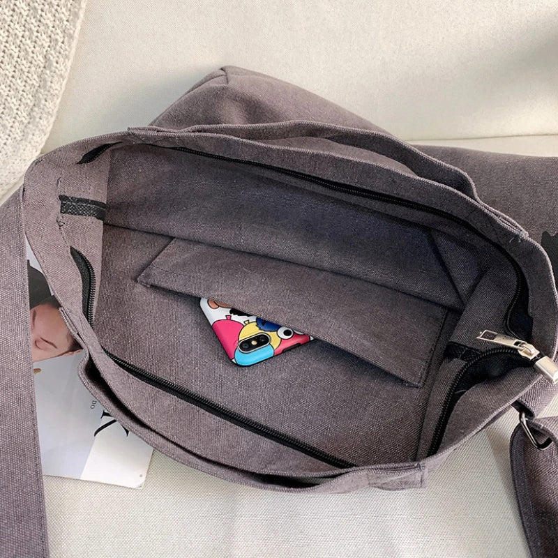 Top Canvas Bag Youth Men Shoulder Bags Large Capacity Hand Bags Letter Printed Crossbody Bag for Women Students School Bags