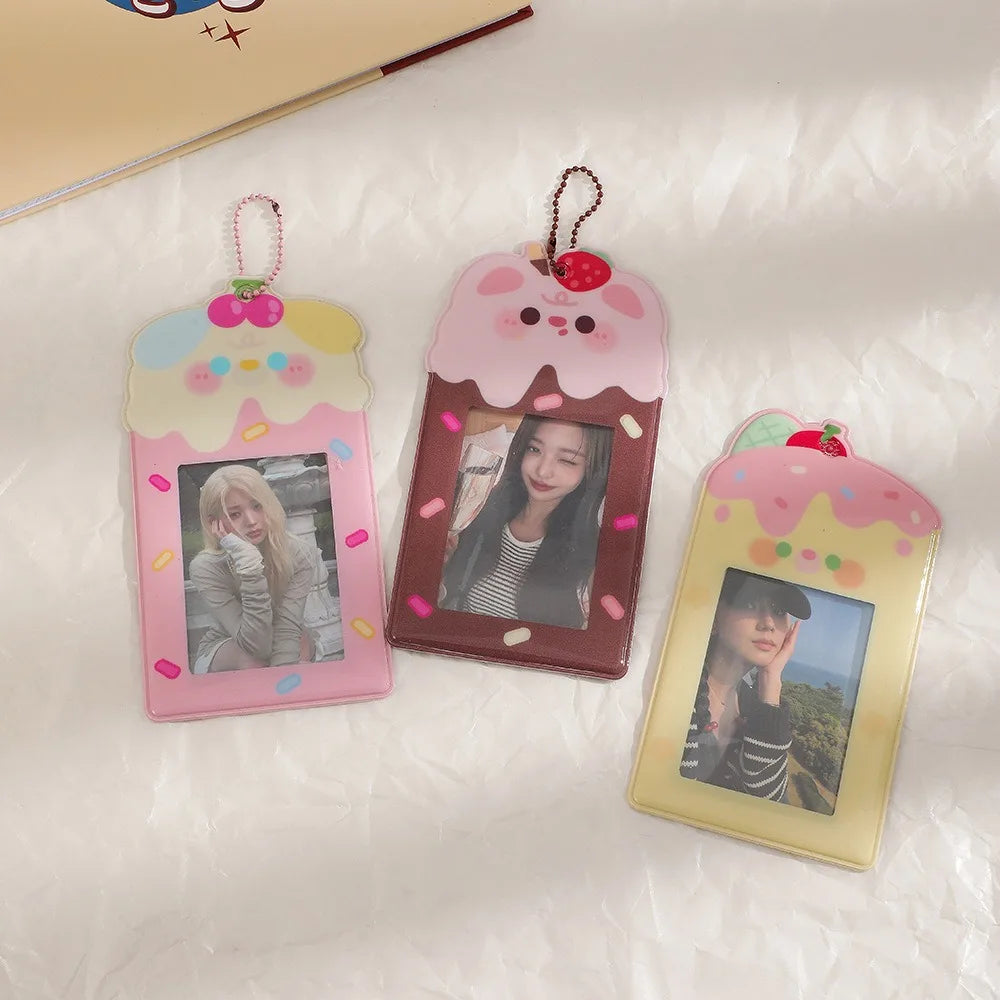 Cute Card Holder PVC Cartoon Photo Card Protective Case Card Display Pendant Card Holder Keychain Organiser's Card