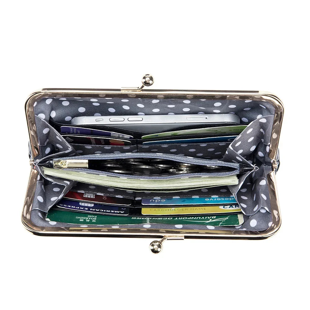 Genuine Leather Long Clutch Wallet Clip Bags Vintage Coin Purse Card Holder Key Lipstick Storage Phone Pouch Case for Women