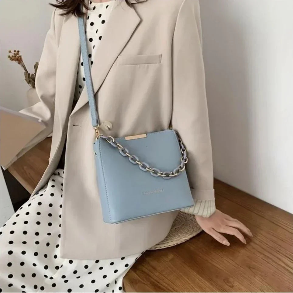 Women's Leather Fashion Senior Small Fresh Chain Bucket Bag Shoulder Crossbody Handbag Tote Bags for Women Bolsos Para Mujer