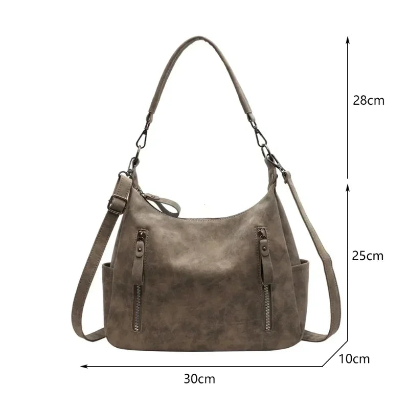 Women Crossbody Bag Luxury Designer Oblique Cross Single Shoulder Bag Large Capacity Handbags Retro Matte PU Leather Hobos