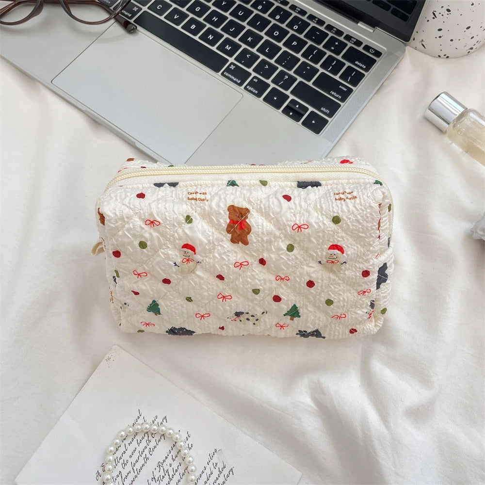 Cartoon Cosmetic Bag for Women Travel Portable Toiletry Bag Soft Cosmetics Makeup Brush Lipstick Storage Bag Organizer Pouch