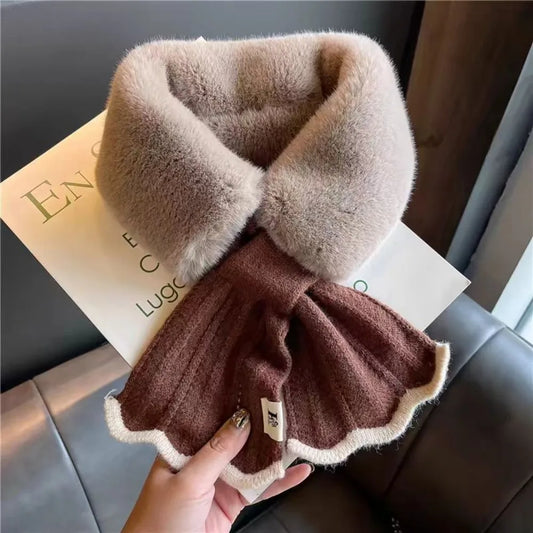 Fashion Cross Knitted Scarf Windproof Thicken Wool Collar Shawl Outdoor Cycling Cervical Spine Warm Scarve Women Accessories