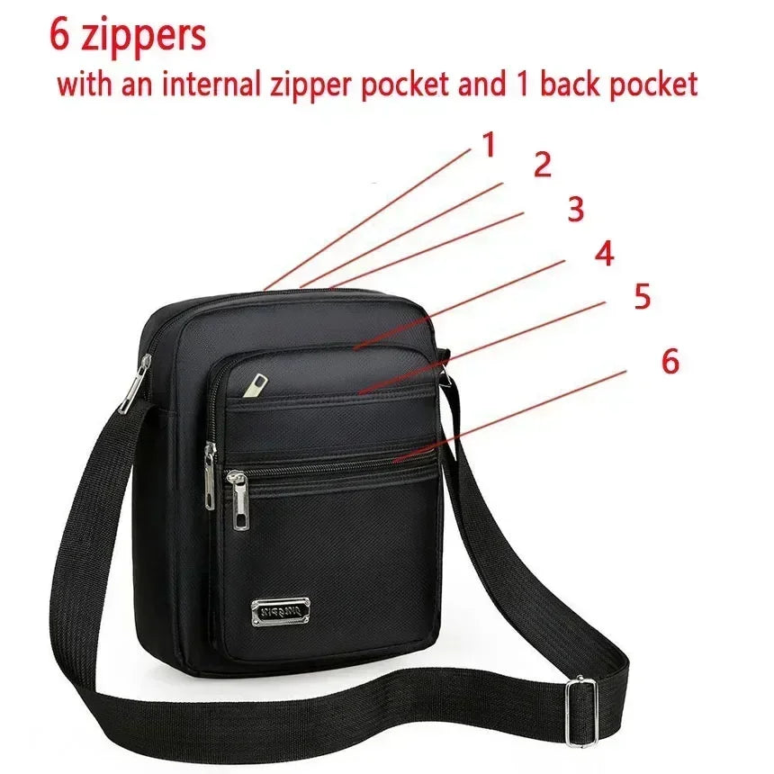 Men Nylon Shoulder Bag Messenger Bag Casual Waterproof Nylon Zipper Pocket Handbag Fashion Tote Travel Male Crossbody Bags