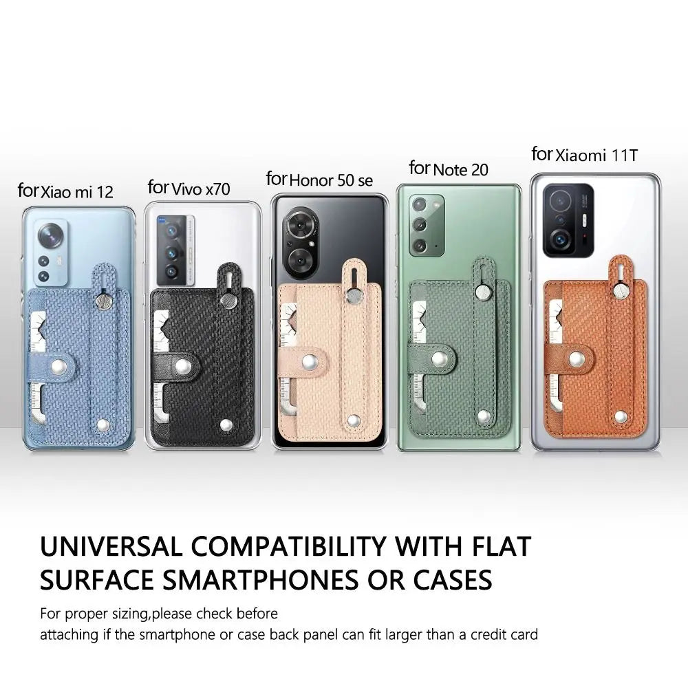 PU Leather Phone Card Bag Multifunctional Adhesive Back Sticker Phone Stand Holder Phone Protective Sleeve Bracket Wallet