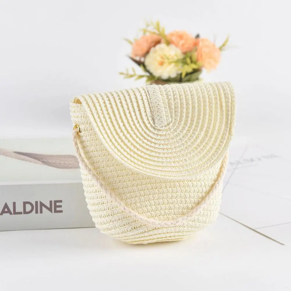 Straw Shell Crossbody Bag - Handwoven Coin Purse