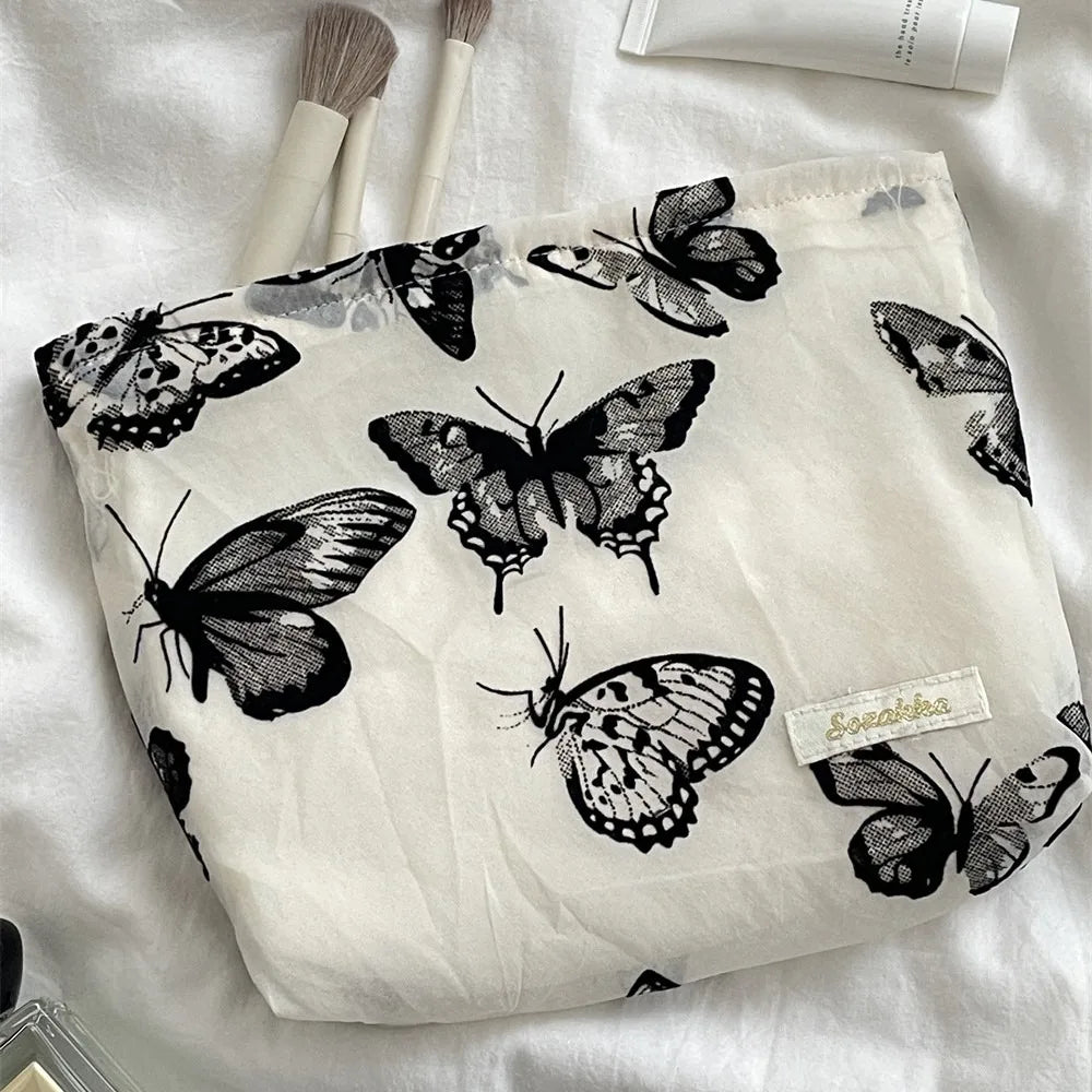 Butterfly Print Women's Cosmetic Bag Zipper Makeup Case Travel Clutch