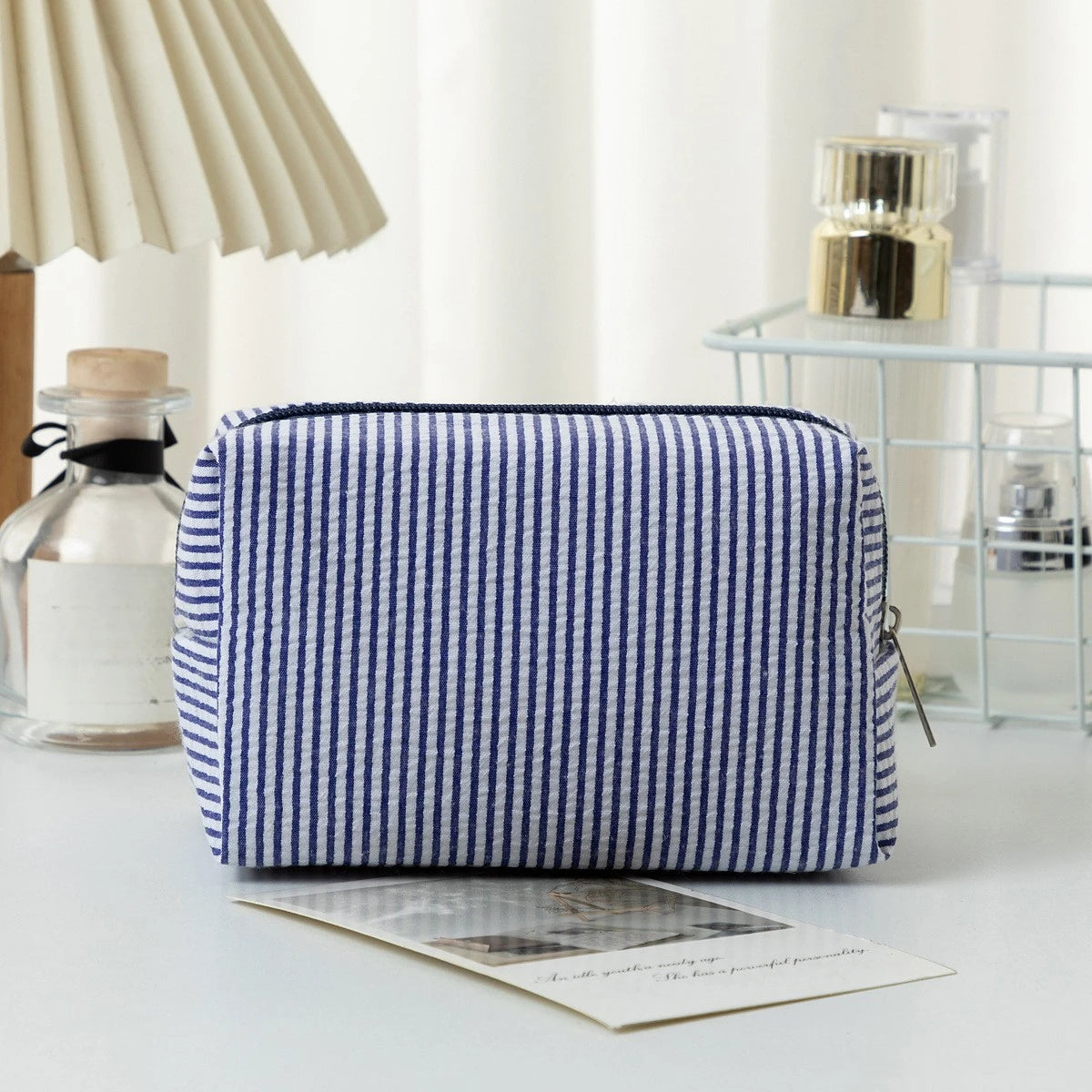 New Fashion Striped Women Cosmetic Bag Portable Zipper Makeup Travel Organizer Female Handbag Toiletry Pouch For Girls