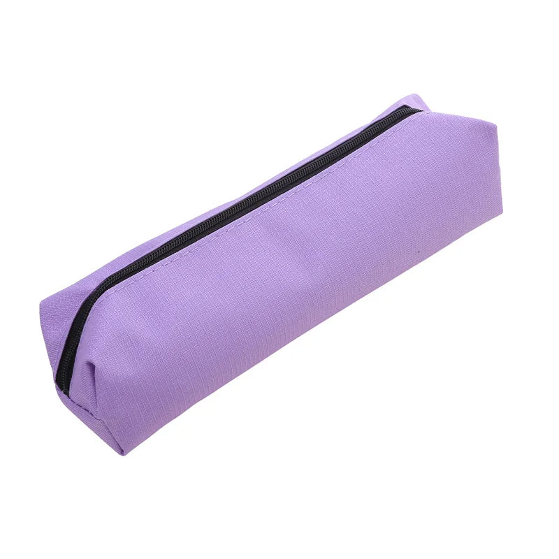 Small Solid Color Simple Zipper Kawai Pencil Case Mini Pen Bags for School Office Suppliers