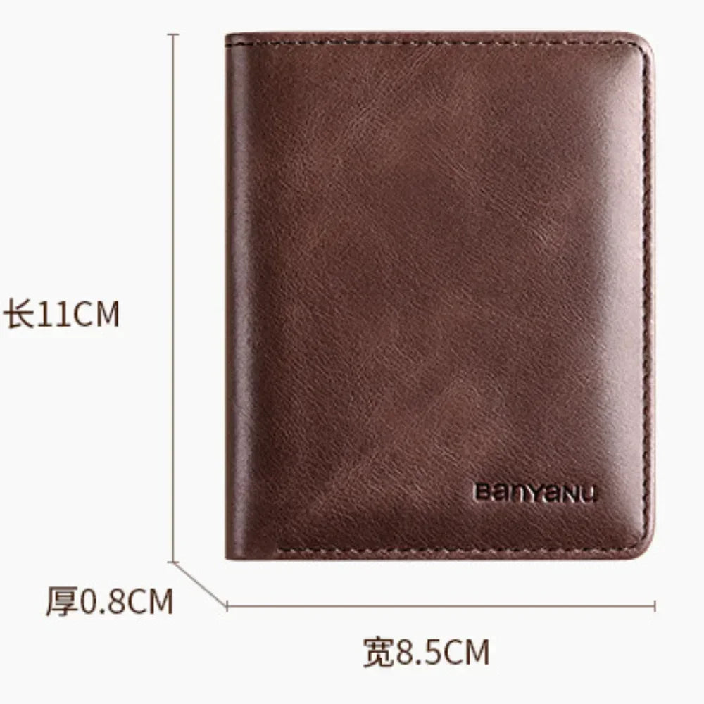 Genuine Leather Rfid Wallet for Men Slim Vertical Wallets Black Thin Short ID Credit Card Holder Minimalist Men's Blue Money Bag